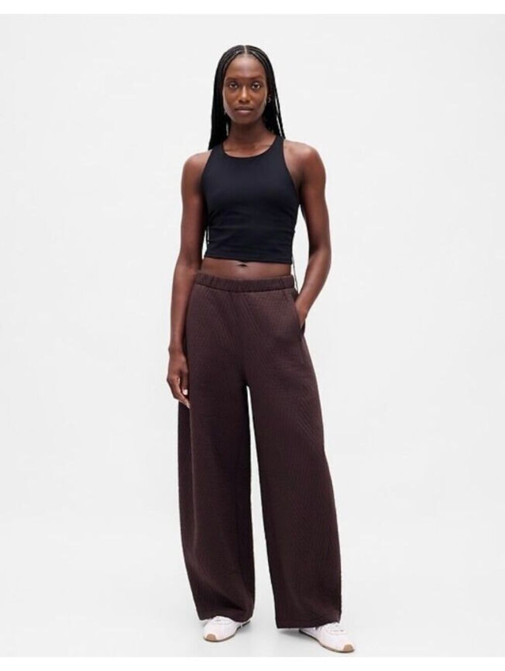 NWT Gap GapFit Quilted Jacquard Barrel Pants Terra Brown